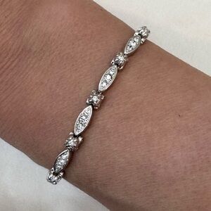 Delicate Silver Bracelet w/Rhinestones